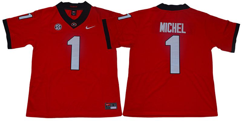 Men Georgia Bulldogs #1 Michel Red Limited Stitched NCAA Jersey